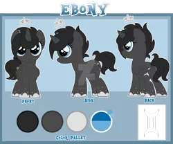 Size: 1600x1333 | Tagged: safe, artist:crystal-tranquility, derpibooru import, oc, oc:ebony, alicorn, pony, deviantart watermark, female, filly, obtrusive watermark, reference sheet, simple background, solo, transparent background, watermark