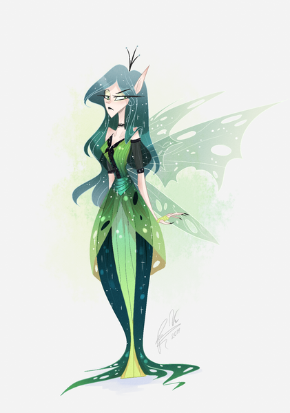 1680380 Safe Artist Iheyyasyfox Derpibooru Import Queen Chrysalis Human Clothes Dress