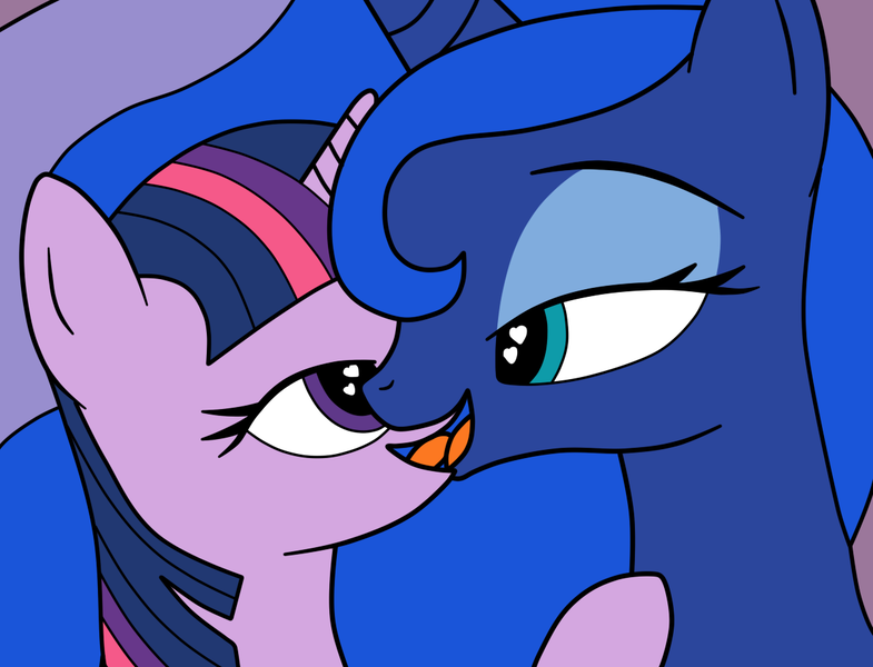 Size: 1195x913 | Tagged: safe, artist:eagc7, derpibooru import, princess luna, twilight sparkle, alicorn, pony, bedroom eyes, duo, female, french kiss, kissing, lesbian, mare, shipping, twiluna