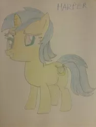 Size: 1944x2592 | Tagged: safe, artist:jaredking179, derpibooru import, oc, oc:harper, unofficial characters only, pony, unicorn, female, solo, traditional art