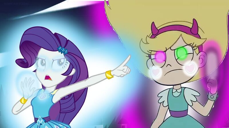 Size: 1024x576 | Tagged: safe, artist:cartoonmasterv3, derpibooru import, rarity, equestria girls, equestria girls series, super squad goals, geode of shielding, magical geodes, star butterfly, star vs the forces of evil