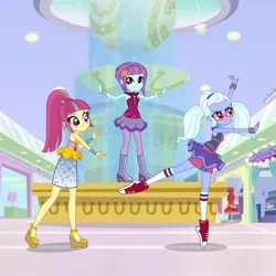 Size: 1072x1072 | Tagged: safe, derpibooru import, screencap, sour sweet, sugarcoat, sunny flare, dance magic, equestria girls, spoiler:eqg specials, ballerina, ballet, boots, clothes, converse, cute, freckles, glasses, high heel boots, high heels, knee high socks, miniskirt, pantyhose, pigtails, ponytail, shadowbolts, shoes, skirt, sneakers, socks, street ballet, street ballet tutu, twintails