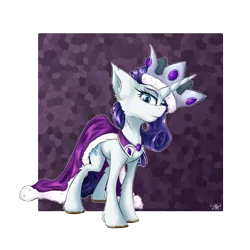 Size: 3000x3000 | Tagged: safe, artist:coldtrail, derpibooru import, princess platinum, rarity, pony, unicorn, cape, clothes, crown, jewelry, newbie artist training grounds, regalia, solo