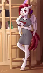 Size: 700x1182 | Tagged: adoraskies, american football, anthro, anthro oc, artist:sonigiraldo, commission, cute, derpibooru import, female, football, hippogriff, hippogriff oc, kansas city chiefs, looking at you, nfl, oc, oc:velvet skies, safe, solo, sports, unguligrade anthro, unofficial characters only, ych result