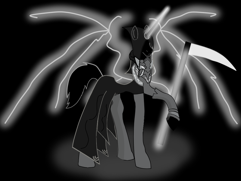 Size: 1024x768 | Tagged: semi-grimdark, artist:ruchiyoto, derpibooru import, oc, alicorn, pony, grim reaper, solo