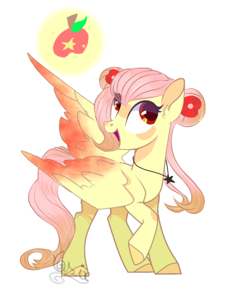 Size: 795x1005 | Tagged: safe, artist:6sixfans2, artist:teepew, derpibooru import, oc, oc:apple star, unofficial characters only, pegasus, pony, base used, colored wings, colored wingtips, cutie mark, female, hair bun, jewelry, necklace, not fluttershy, offspring, parent:big macintosh, parent:fluttershy, parents:fluttermac, red eyes, simple background, solo, transparent background, wings