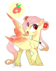 Size: 795x1005 | Tagged: safe, artist:6sixfans2, artist:teepew, derpibooru import, oc, oc:apple star, unofficial characters only, pegasus, pony, base used, colored wings, colored wingtips, cutie mark, female, hair bun, jewelry, necklace, not fluttershy, offspring, parent:big macintosh, parent:fluttershy, parents:fluttermac, red eyes, simple background, solo, transparent background, wings