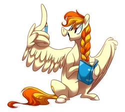 Size: 900x810 | Tagged: safe, artist:longmuzzlepony, derpibooru import, oc, unofficial characters only, pegasus, pony, book, pegasus oc, pencil, simple background, solo, spread wings, thumbs up, transparent background, wing hands, wings