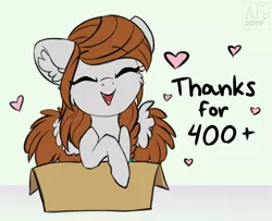 Size: 3500x2842 | Tagged: safe, artist:airfly-pony, derpibooru import, oc, oc:scarlett drop, unofficial characters only, pony, box, chibi, ear fluff, heart, pony in a box, rcf community, solo