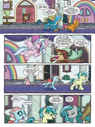 Size: 768x1024 | Tagged: safe, artist:tonyfleecs, derpibooru import, idw, gallus, ocellus, sandbar, silverstream, smolder, swift foot, yona, changedling, changeling, classical hippogriff, dragon, earth pony, gryphon, hippogriff, pony, yak, spoiler:comic, spoiler:comicfeatsoffriendship01, bow, comic, dragoness, female, hair bow, male, mare, official comic, preview, speech bubble, student six, thracian