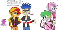 Size: 1024x534 | Tagged: safe, artist:resotii, derpibooru import, flash sentry, spike, sunset shimmer, sweetie belle, human, equestria girls, equestria girls-ified, female, flashimmer, human spike, humanized, male, shipping, spikebelle, straight