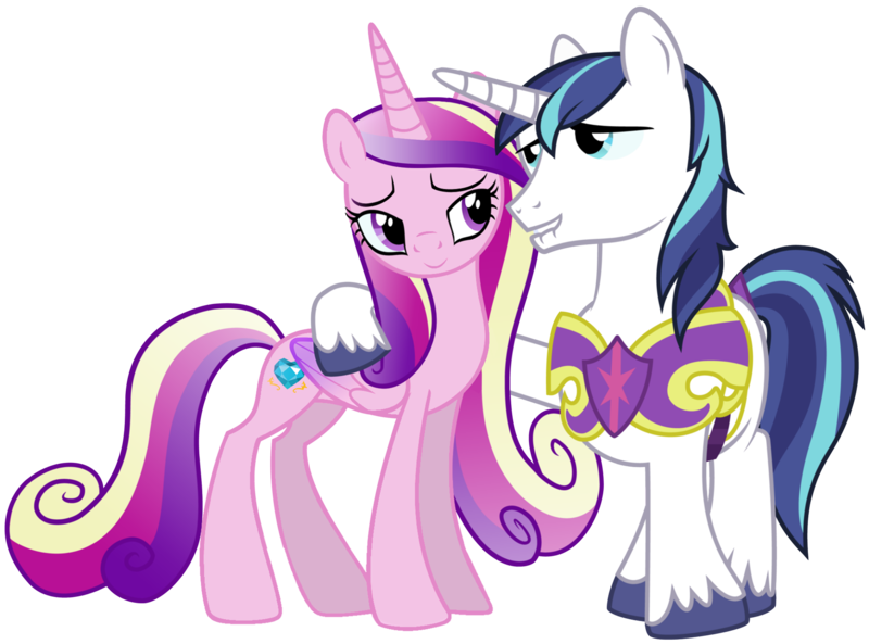 Size: 3000x2225 | Tagged: safe, artist:andoanimalia, artist:punchingshark, derpibooru import, edit, editor:slayerbvc, vector edit, princess cadance, shining armor, alicorn, pony, unicorn, a canterlot wedding, accessory-less edit, armor, barehoof, bedroom eyes, female, hoof around neck, lip bite, male, mare, missing accessory, royal guard armor, shiningcadance, shipping, simple background, stallion, straight, transparent background, vector