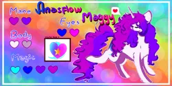 Size: 1024x512 | Tagged: safe, artist:anasflow, derpibooru import, oc, oc:anasflow maggy, pony, unicorn, female, mare, reference sheet, solo