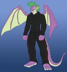 Size: 1042x1120 | Tagged: anthro, artist:flameydragwasp, clothes, derpibooru import, dragon, hoodie, male, older, older spike, safe, spike, winged spike