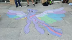 Size: 1280x720 | Tagged: safe, artist:jan0o, artist:themisto97, derpibooru import, twilight sparkle, twilight sparkle (alicorn), alicorn, pony, rainbow roadtrip, chalk drawing, galacon, galacon 2019, germany, solo, traditional art, wing bling