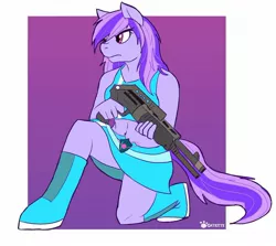 Size: 1440x1287 | Tagged: anthro, artist:catkitte, clothes, commission, derpibooru import, female, gun, mare, oc, oc:aegis shield, safe, shotgun, solo, spas-12, weapon