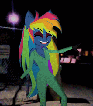 Size: 306x349 | Tagged: safe, alternate version, artist:galacticflashd, derpibooru import, rainbow dash, equestria girls, secrets and pies, adorapiehater, alternate universe, animated, big breasts, breasts, busty rainbow dash, clothes, cute, dancing, dashabetes, evil pie hater dash, eyelashes, eyes closed, eyeshadow, female, gloves, makeup, overalls, ponied up, smiling, solo, wings