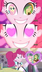 Size: 1280x2160 | Tagged: safe, artist:3d4d, derpibooru import, fluttershy, pinkie pie, sandalwood, a banner day, acadeca, coinky-dink world, eqg summertime shorts, equestria girls, friendship games, female, male, meme, pinkie's eyes, sandalshy, shipping, straight