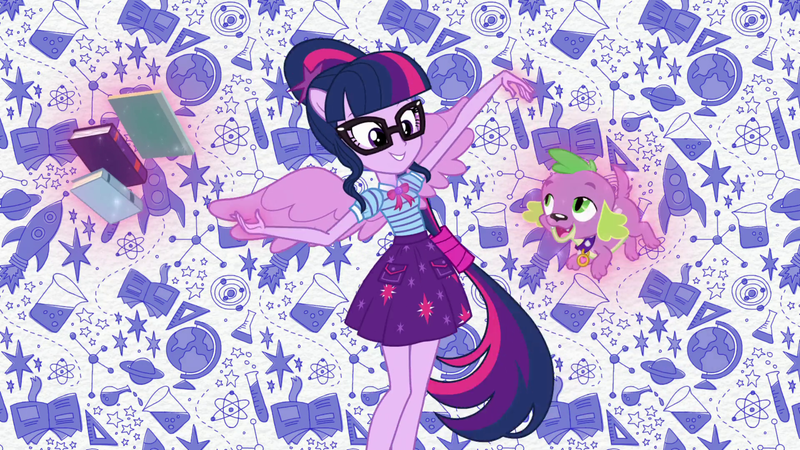 Size: 1920x1080 | Tagged: safe, derpibooru import, screencap, sci-twi, spike, spike the regular dog, twilight sparkle, dog, equestria girls, equestria girls series, clothes, cute, female, geode of telekinesis, glasses, legs, magic, magical geodes, male, paws, ponied up, ponytail, scitwilicorn, skirt, spike's dog collar, telekinesis, theme song, wings