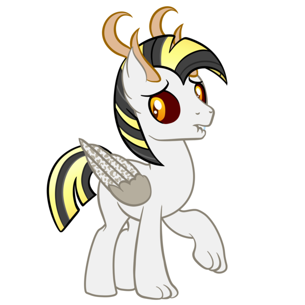 Size: 2000x2000 | Tagged: artist:magicpebbles, base used, brown sclera, colored sclera, derpibooru import, hybrid, lip bite, male, oc, oc:furore, offspring, parent:daybreaker, parent:discord, raised paw, safe, simple background, solo, transparent background, unofficial characters only