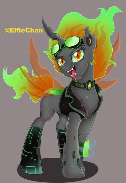 Size: 1800x2600 | Tagged: artist:katakiuchi4u, babscon, changeling, cyberpunk, derpibooru import, safe, solo