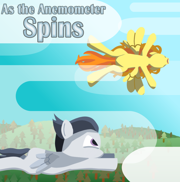 Size: 1451x1467 | Tagged: safe, artist:paracompact, derpibooru import, rumble, oc, pegasus, pony, fanfic, art deco, blank flank, cloud, colt, cover art, fanfic art, fanfic cover, flying, foal, hooves, lineless, male, minimalist, modern art, wings