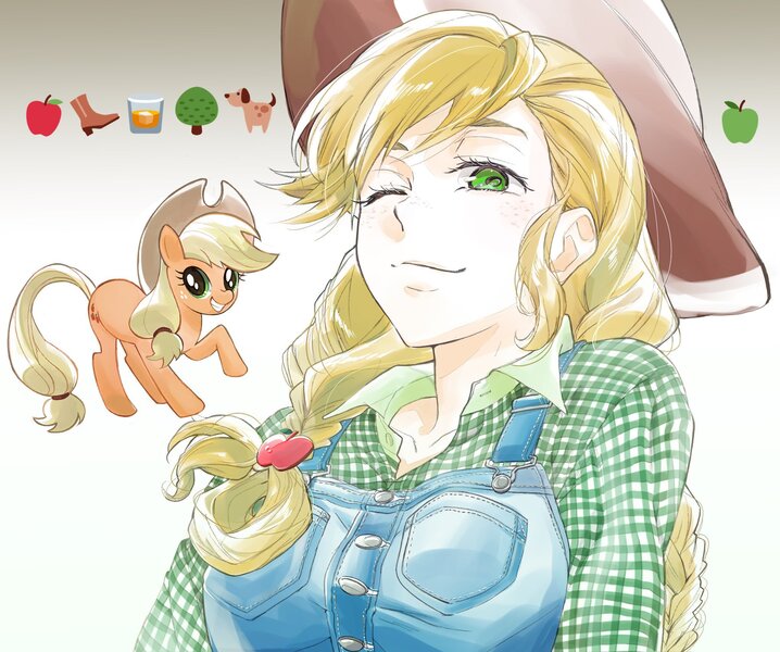 1682385 Anime Anime Style Applejack Artist 5mmumm5 Derpibooru Import Earth Pony Equestria Girls Female Human Humanized Mare Pony Safe Twibooru