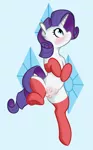 Size: 936x1509 | Tagged: explicit, artist:whatsapokemon, derpibooru import, rarity, pony, unicorn, blushing, clothes, crotchboobs, cutie mark background, female, mare, nipples, nudity, socks, solo, solo female, teats, vulva