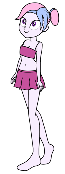 Size: 489x1297 | Tagged: safe, alternate version, artist:didgereethebrony, derpibooru import, oc, oc:bundle joy, unofficial characters only, human, equestria girls, base used, belly button, breasts, cleavage, clothes, cute, equestria girls-ified, female, hair bun, miniskirt, pleated skirt, simple background, skirt, solo, transparent background