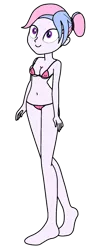 Size: 489x1297 | Tagged: suggestive, alternate version, artist:didgereethebrony, derpibooru import, oc, oc:bundle joy, unofficial characters only, human, equestria girls, base used, belly button, bikini, bikini bottom, bikini top, breasts, cleavage, clothes, equestria girls-ified, erect nipples, female, hair bun, nipple outline, simple background, solo, swimsuit, transparent background