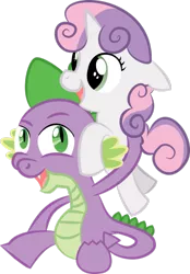 Size: 745x1071 | Tagged: artist needed, safe, derpibooru import, spike, sweetie belle, dragon, pony, unicorn, carrying, cute, daaaaaaaaaaaw, diasweetes, female, filly, holding a pony, male, open mouth, shipping, simple background, spikabetes, spikebelle, straight, they grow up so fast, transparent background