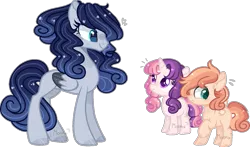 Size: 1165x686 | Tagged: safe, artist:moon-rose-rosie, derpibooru import, oc, oc:amalia, oc:eclipsa, oc:thunder dash, unofficial characters only, pegasus, pony, unicorn, base used, colt, female, filly, magical lesbian spawn, male, mare, offspring, parent:king sombra, parent:princess luna, parent:scootaloo, parent:sweetie belle, parents:lumbra, parents:scootabelle, simple background, transparent background