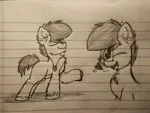 Size: 2560x1920 | Tagged: safe, artist:thebadbadger, derpibooru import, oc, oc:phire demon, unofficial characters only, pony, chest fluff, heart, lined paper, solo, traditional art