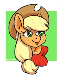 Size: 1635x1962 | Tagged: safe, artist:greyeater, derpibooru import, applejack, earth pony, pony, :p, bust, female, hat, mare, solo, tongue out