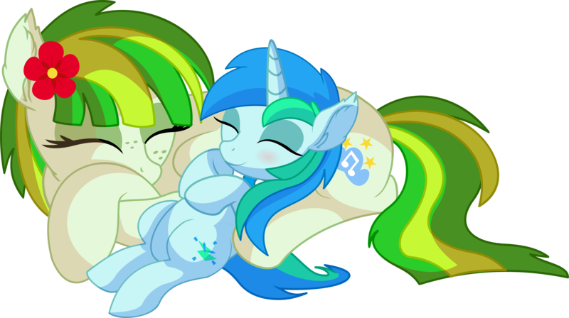 Size: 9573x5356 | Tagged: safe, artist:cyanlightning, derpibooru import, oc, oc:cyan lightning, oc:green lightning, unofficial characters only, pegasus, pony, unicorn, .svg available, absurd resolution, blushing, clothes, colt, cute, duo, eyes closed, female, flower, flower in hair, folded wings, male, mare, mother and child, mother and son, ocbetes, scarf, simple background, sleeping, smiling, transparent background, vector, wings