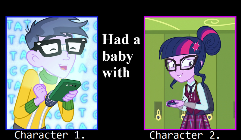 Size: 1050x609 | Tagged: safe, artist:tito-mosquito, derpibooru import, microchips, sci-twi, twilight sparkle, a banner day, equestria girls, friendship games, female, implied offspring, implied pregnancy, male, meme, microlight, shipping, shipping domino, straight