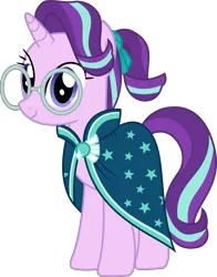 Size: 2441x3109 | Tagged: safe, artist:sketchmcreations, derpibooru import, starlight glimmer, pony, unicorn, accessory theft, alternate hairstyle, clothes, cute, female, glasses, glimmerbetes, implied sunburst, mare, ponytail, robe, simple background, starlight wearing sunburst's robe, sunburst's glasses, sunburst's robe, transparent background, vector