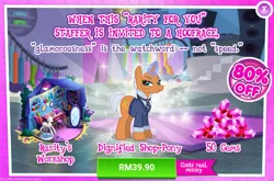 Size: 1038x686 | Tagged: safe, derpibooru import, official, starke kragen, pony, unicorn, advertisement, costs real money, female, gameloft, gem, image, mare, png, sale