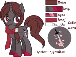 Size: 900x675 | Tagged: safe, artist:t-aroutachiikun, derpibooru import, ponified, pony, unicorn, clothes, kashuu kiyomitsu, male, reference sheet, scarf, simple background, solo, stallion, touken ranbu, transparent background