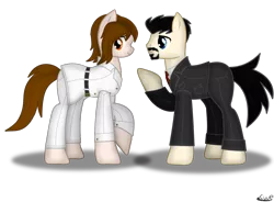 Size: 1269x936 | Tagged: safe, artist:99999999000, derpibooru import, ponified, pony, clothes, iron man, marvel, pepper potts, simple background, suit, tony stark, transparent background