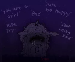 Size: 3000x2500 | Tagged: semi-grimdark, artist:demandra02, derpibooru import, oc, unofficial characters only, pony, unicorn, crying, thoughts, vent, vent art