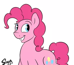 Size: 2463x2177 | Tagged: safe, artist:siggyderp, derpibooru import, pinkie pie, earth pony, pony, bubble berry, grin, male, rule 63, signature, simple background, smiling, solo, stallion, white background