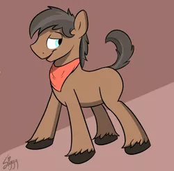 Size: 3225x3158 | Tagged: safe, artist:siggyderp, derpibooru import, full steam, promontory, earth pony, pony, bandana, blank flank, male, side view, signature, sketch, solo, stallion