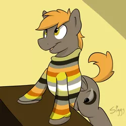Size: 1500x1500 | Tagged: safe, artist:siggyderp, derpibooru import, oc, oc:umber, unofficial characters only, earth pony, pony, clothes, male, signature, solo, stallion, sweater