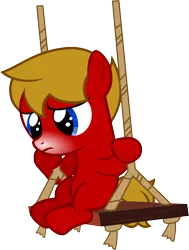 Size: 4000x5302 | Tagged: safe, artist:pilot231, derpibooru import, oc, oc:max mustang, unofficial characters only, earth pony, pony, colt, male, snow tip nose, solo, swing, vector
