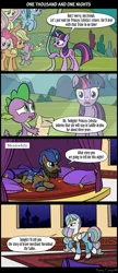 Size: 1288x2983 | Tagged: safe, artist:sirvalter, derpibooru import, applejack, fluttershy, pinkie pie, princess celestia, rainbow dash, spike, twilight sparkle, oc, alicorn, dragon, earth pony, pegasus, pony, unicorn, magic duel, comic, female, letter, mare, one thousand and one nights, saddle arabia, scheherazade, unicorn twilight