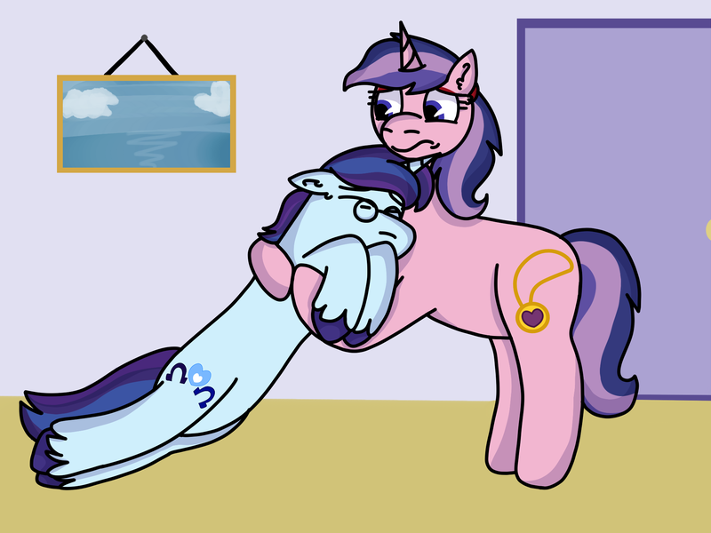 Size: 2048x1536 | Tagged: safe, artist:kindheart525, artist:lazyy-llama, derpibooru import, oc, oc:amethyst glow, oc:royal splendor, pony, unicorn, kindverse, father and child, father and daughter, female, male, offspring, offspring's offspring, parent:fancypants, parent:oc:paint swirl, parent:oc:royal splendor, parent:rarity, parents:oc x oc, parents:raripants