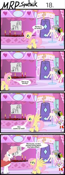 Size: 800x2153 | Tagged: semi-grimdark, artist:umneem, derpibooru import, fluttershy, rarity, sweetie belle, earth pony, pegasus, pony, unicorn, blood, candle, cape, captain obvious, carousel boutique, chibi moon, clothes, comic, drawing, female, male, mare, mrp:sputnik, ritual, sailor moon, stallion