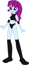 Size: 687x1519 | Tagged: safe, artist:invisibleink, artist:marcusvanngriffin, deleted from derpibooru, derpibooru import, mystery mint, equestria girls, background human, belly button, black bra, black underwear, boots, bra, clothes, elbow pads, female, knee pads, shoes, simple background, solo, sports, transparent background, underwear, vector, wrestler, wrestling