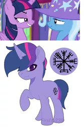 Size: 438x656 | Tagged: safe, artist:firefox238, derpibooru import, trixie, twilight sparkle, twilight sparkle (alicorn), oc, oc:lost legacy, alicorn, pony, no second prances, female, lesbian, magical lesbian spawn, offspring, parent:trixie, parent:twilight sparkle, parents:twixie, shipping, twixie, vegvisir